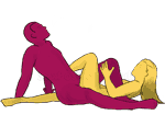 Sex position #129 - Octopus. (reverse, right angle, sitting). Kamasutra - Photo, picture, image