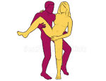 Sex position #46 - Sagittarius. (face to face, from behind, rear entry, standing). Kamasutra - Photo, picture, image