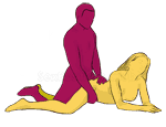 Sex position #47 - Magic Mountain. (from behind, kneeling, rear entry). Kamasutra - Photo, picture, image