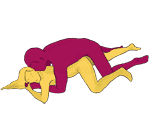 Sex position #59 - Crab. (from behind, lying down, man on top, rear entry). Kamasutra - Photo, picture, image