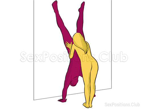 Sex position #238 - Clock. (blowjob, oral sex, standing). Kamasutra - Photo, picture, image