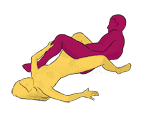 Sex position #239 - Fusion. (lying down, reverse). Kamasutra - Photo, picture, image