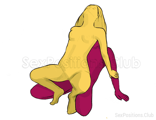 Sex position #206 - Crucifixion. (from behind, rear entry, sitting, woman on top). Kamasutra - Photo, picture, image