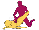 Sex position #218 - Corkscrew. (from behind, kneeling, rear entry). Kamasutra - Photo, picture, image