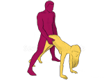 Sex position #220 - Bicycle. (doggy style, from behind, rear entry, standing). Kamasutra - Photo, picture, image