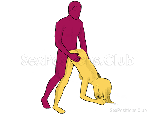 Sex position #229 - Eiffel Tower. (doggy style, from behind, rear entry, standing). Kamasutra - Photo, picture, image