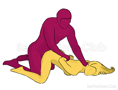 Sex position #230 - Downward Dog. (face down, doggy style, from behind, kneeling, rear entry). Kamasutra - Photo, picture, image