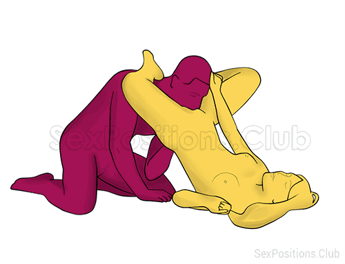 Sex position #250 - Superhero. (oral sex, cunnilingus, kneeling). Kamasutra - Photo, picture, image