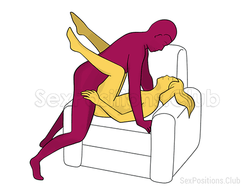 Sex position #350 - XXX (on the armchair). (man on top, right angle). Kamasutra - Photo, picture, image