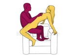 Sex position #386 - Chinese art (on the armchair). (woman on top, sitting). Kamasutra - Photo, picture, image