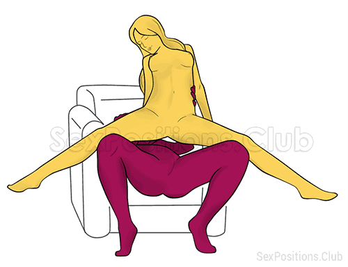 Sex position #311 - Fantastic elevator (on the armchair). (A-spot stimulation, armchair, cowgirl, G-spot stimulation, hard level, man active, middle penetration, woman active, woman on top)