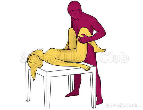 Sex position #422 - Keeper (on the table). (right angle, standing). Kamasutra - Photo, picture, image