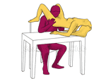 Sex position #261 - Special breakfast (on the table). (oral sex, cunnilingus). Kamasutra - Photo, picture, image
