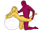 Sex position #315 - Sucker Punch (on the ball). (doggy style, from behind, rear entry, kneeling). Kamasutra - Photo, picture, image