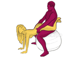Sex position #367 - Harness (on the ball). (from behind, rear entry, sitting). Kamasutra - Photo, picture, image