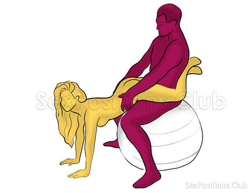 Sex position #367 - Harness (on the ball). (from behind, rear entry, sitting). Kamasutra - Photo, picture, image