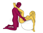 Sex position #416 - Equilibrium (on the ball). (anal sex, right angle, kneeling). Kamasutra - Photo, picture, image
