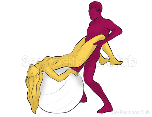 Sex position #437 - G force (on the ball). (right angle, standing). Kamasutra - Photo, picture, image