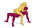 Sex position #303 - Pokemon (on the ball). (cowgirl, woman on top, face to face). Kamasutra - Photo, picture, image
