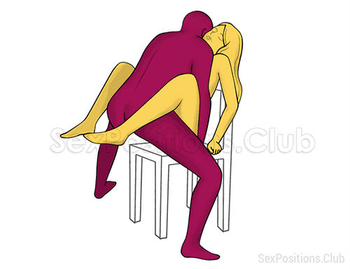 Sex position #451 - Сounterblow (on the chair). (face to face, standing). Kamasutra - Photo, picture, image