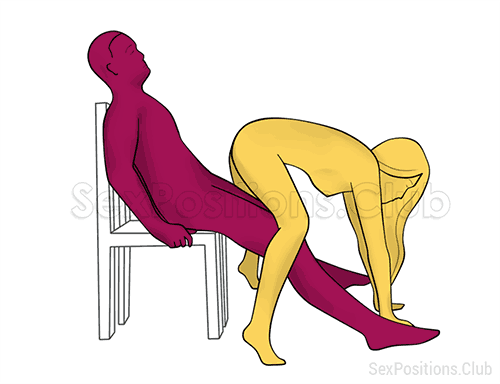 Sex position #411 - Triceratops (on the chair). (from behind, rear entry, sitting). Kamasutra - Photo, picture, image