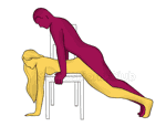 Sex position #457 - Hameleon (on the chair). (anal sex, doggy style, from behind, rear entry). Kamasutra - Photo, picture, image