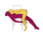 Sex position #462 - Hill (on the chair). (woman on top, face to face, standing). Kamasutra - Photo, picture, image