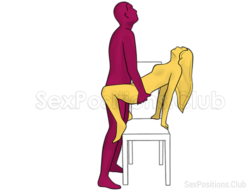 Sex position #445 - Midnight (on the chair). (right angle, standing). Kamasutra - Photo, picture, image