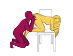 Sex position #475 - Funny joke (on the chair). (oral sex, cunnilingus, kneeling, from behind). Kamasutra - Photo, picture, image