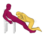 Sex position #490 - Snake charmer (on the chair). (oral sex, blowjob, kneeling). Kamasutra - Photo, picture, image