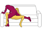 Sex position #412 - Adventurer (on the sofa). (man on top). Kamasutra - Photo, picture, image
