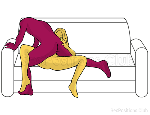 Sex position #412 - Adventurer (on the sofa). (man on top). Kamasutra - Photo, picture, image