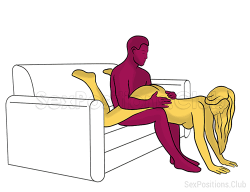 Sex position #491 - Drum (on the sofa). (from behind, rear entry, sitting). Kamasutra - Photo, picture, image