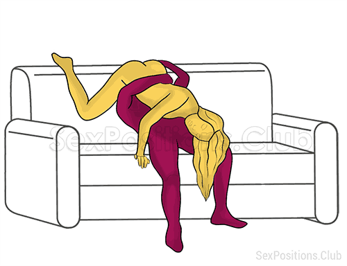 Sex position #492 - Shocker (on the couch). (69 sex position, oral sex, woman on top). Kamasutra - Photo, picture, image