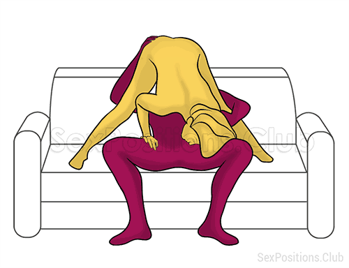 Sex position #452 - Bermuda triangle (on the sofa). (69 sex position, oral sex). Kamasutra - Photo, picture, image