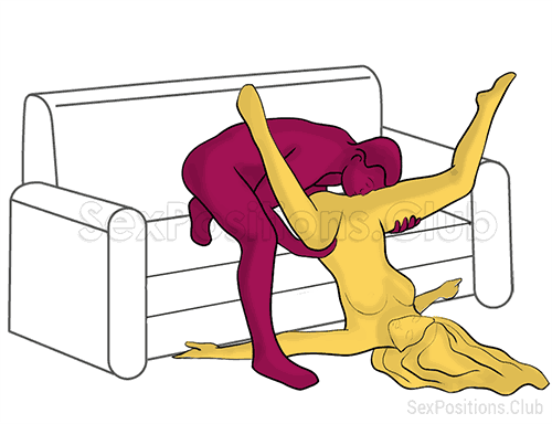 Sex position #499 - Pearl (on the sofa). (oral sex, cunnilingus). Kamasutra - Photo, picture, image