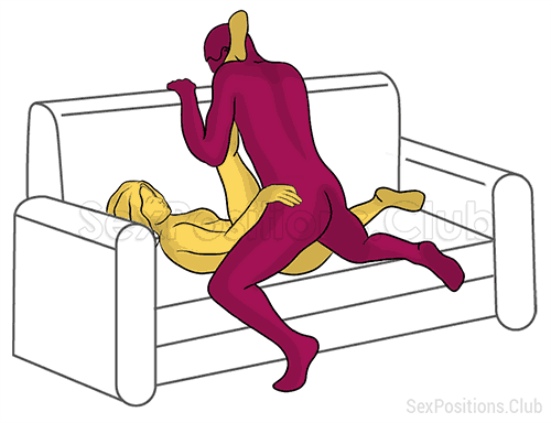 Sex position #433 - Bung (on the couch). (anal sex, from behind, right angle). Kamasutra - Photo, picture, image