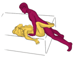 Sex position #444 - Plank (on the bed). (man on top). Kamasutra - Photo, picture, image