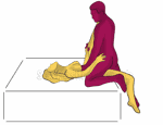 Sex position #465 - Knight (on the bed). (kneeling) Kamasutra - Photo, picture, image