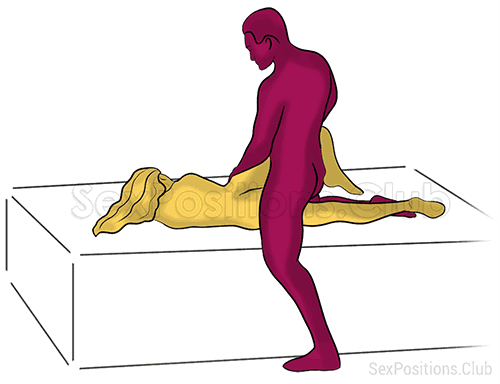 Sex position #504 - Breeze (on the bed). (anal sex, from behind, right angle, standing). Kamasutra - Photo, picture, image