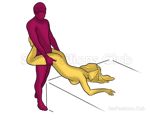 Sex position #513 - Wheelbarrow - 2 (on the bed). (from behind, rear entry, standing). Kamasutra - Photo, picture, image
