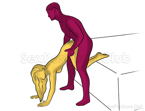 Sex position #480 - Juicy ass (on the bed). (doggy style, from behind, rear entry, standing). Kamasutra - Photo, picture, image