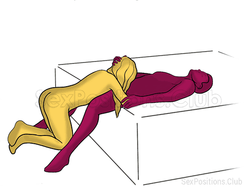 Sex position #486 - Source (on the bed). (oral sex, blowjob, kneeling). Kamasutra - Photo, picture, image