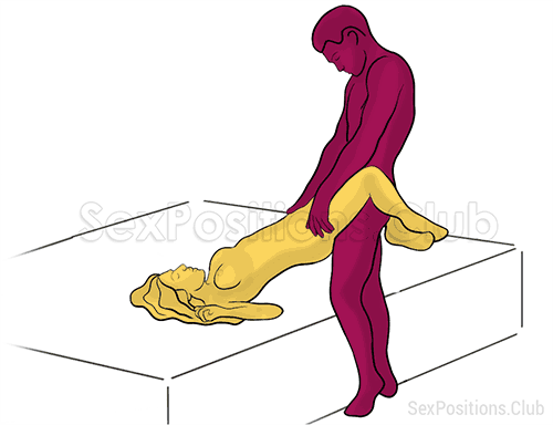 Sex position #517 - Woven rose (on the bed). (right angle, standing). Kamasutra - Photo, picture, image