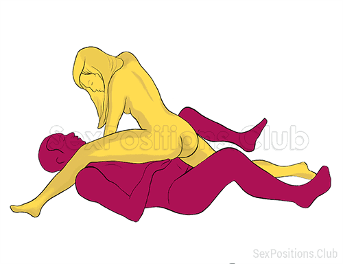 Sex position #308 - Banana Split. (cowgirl, woman on top). Kamasutra - Photo, picture, image