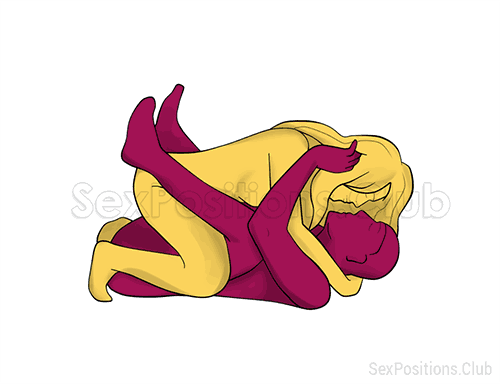 Sex position #252 - Fifth element. (woman on top, face to face, lying down). Kamasutra - Photo, picture, image