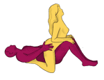 Sex position #434 - Titanic. (cowgirl, woman on top, from behind, rear entry). Kamasutra - Photo, picture, image