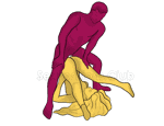 Sex position #324 - Superwoman. (anal sex, reverse, man on top, standing). Kamasutra - Photo, picture, image