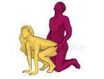 Sex position #306 - Low start. (anal sex, doggy style, from behind, rear entry, kneeling). Kamasutra - Photo, picture, image