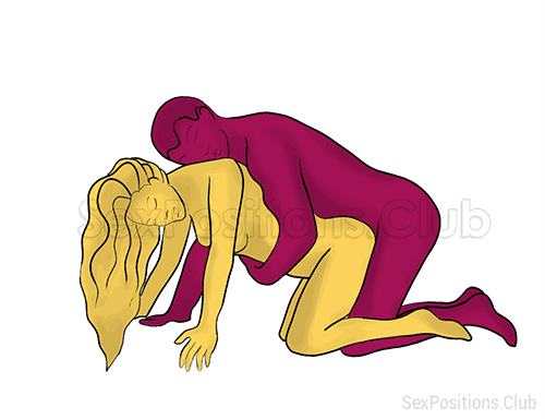 Sex position #260 - Tight Squeeze. (anal sex, doggy style, from behind, rear entry, kneeling). Kamasutra - Photo, picture, image